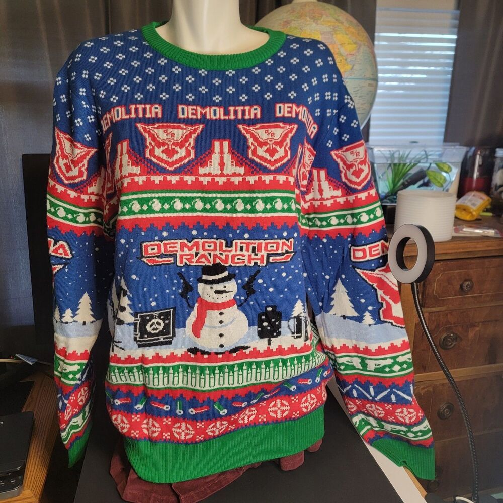 Demolition Ranch Ugly Christmas Sweater Men XL  Rare Pullover Crew Neck